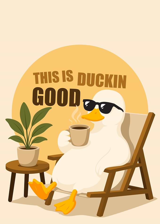 Duck Enjoying Coffee