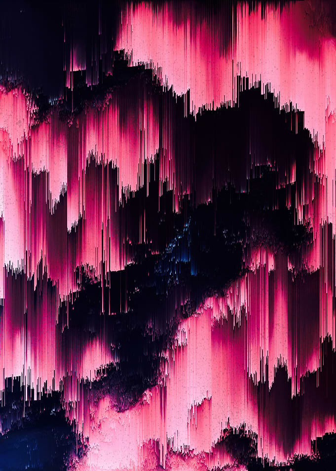 Abstract Pink and Black Glitch Art