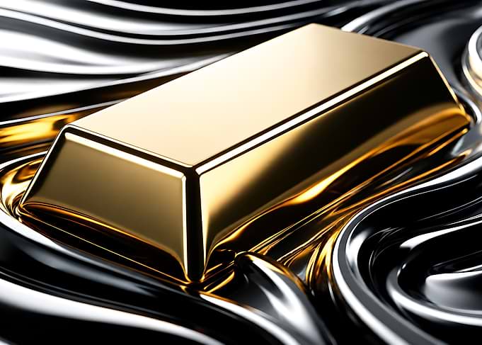 Gold Bar on Flowing Metal
