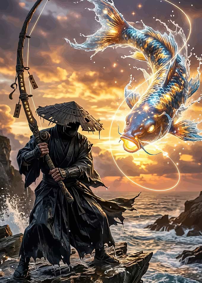 Ninja Fisherman and Magical Koi