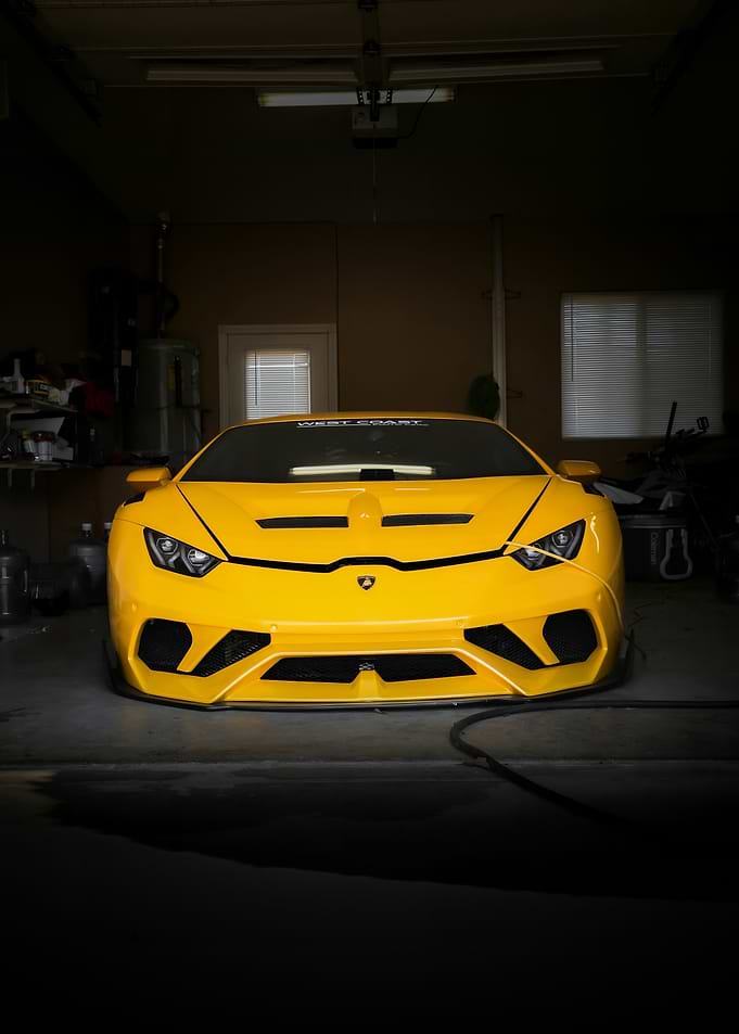 Yellow Lamborghini in Garage