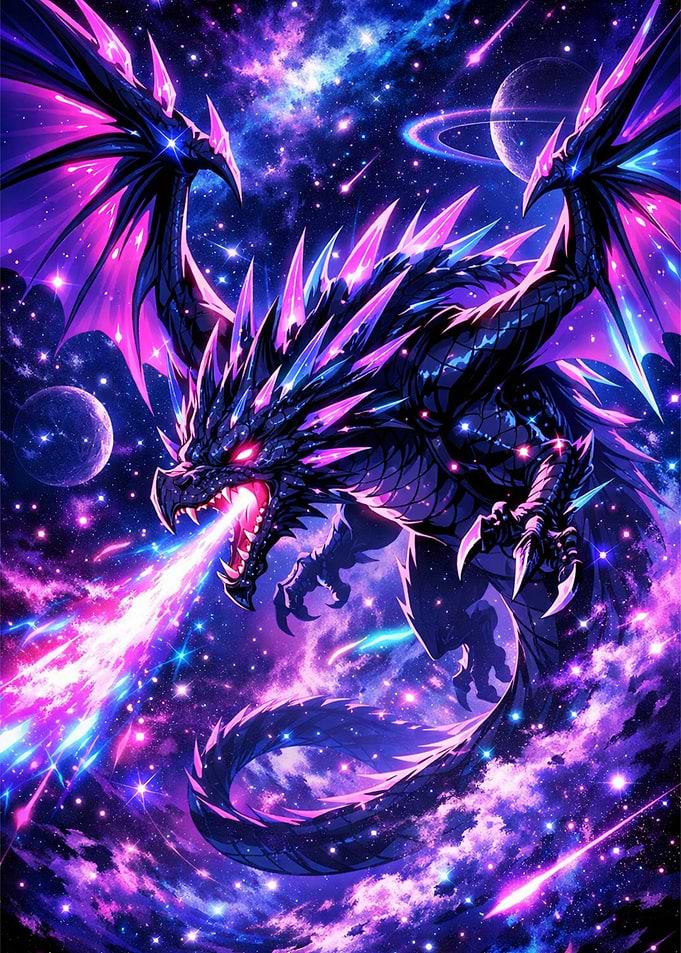 Cosmic Dragon Breathing Fire