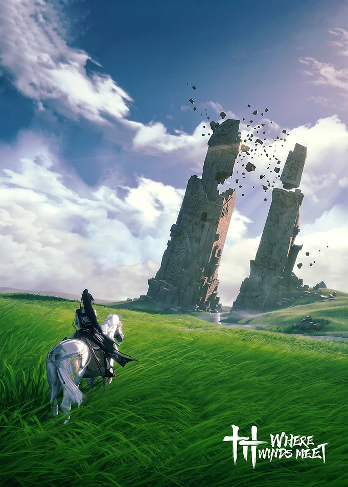 Knight on Horse Approaching Ancient Ruins