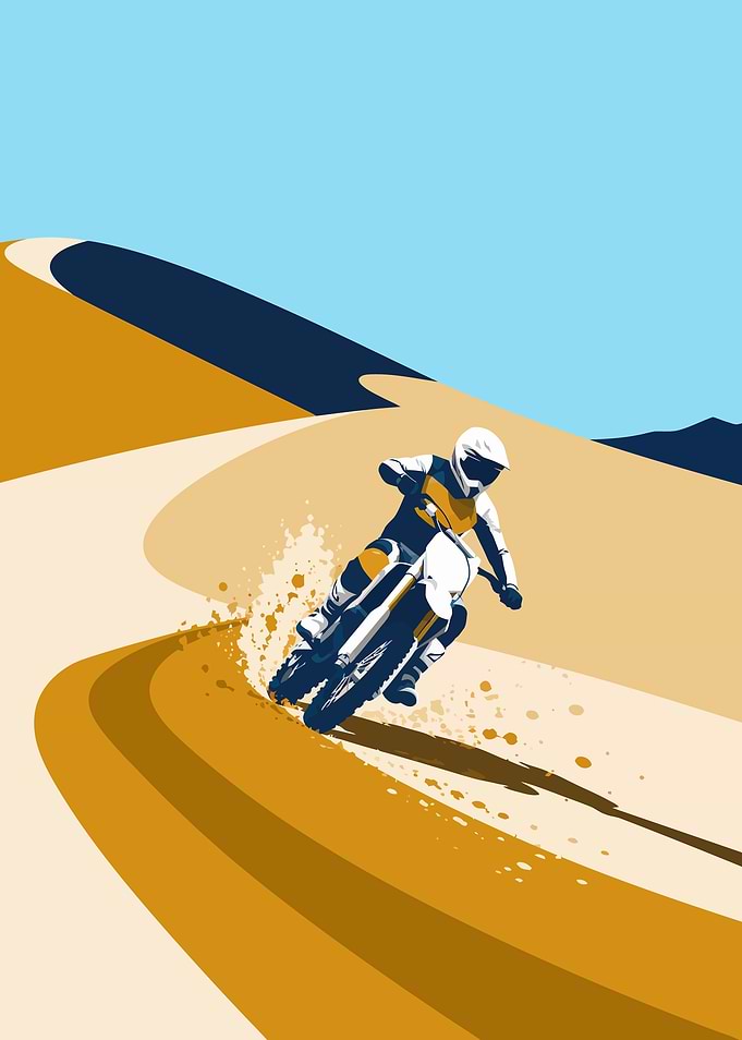 Motocross Rider on Sand Dune