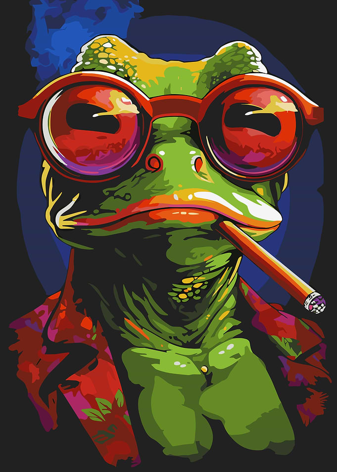 Cool Frog Wearing Sunglasses and Smoking