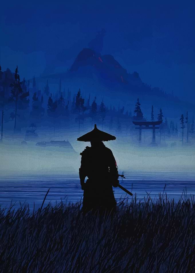 Samurai in a Misty Landscape