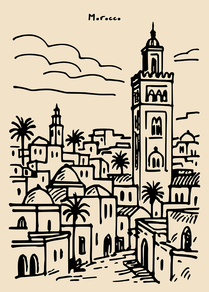 Morocco Cityscape with Minaret