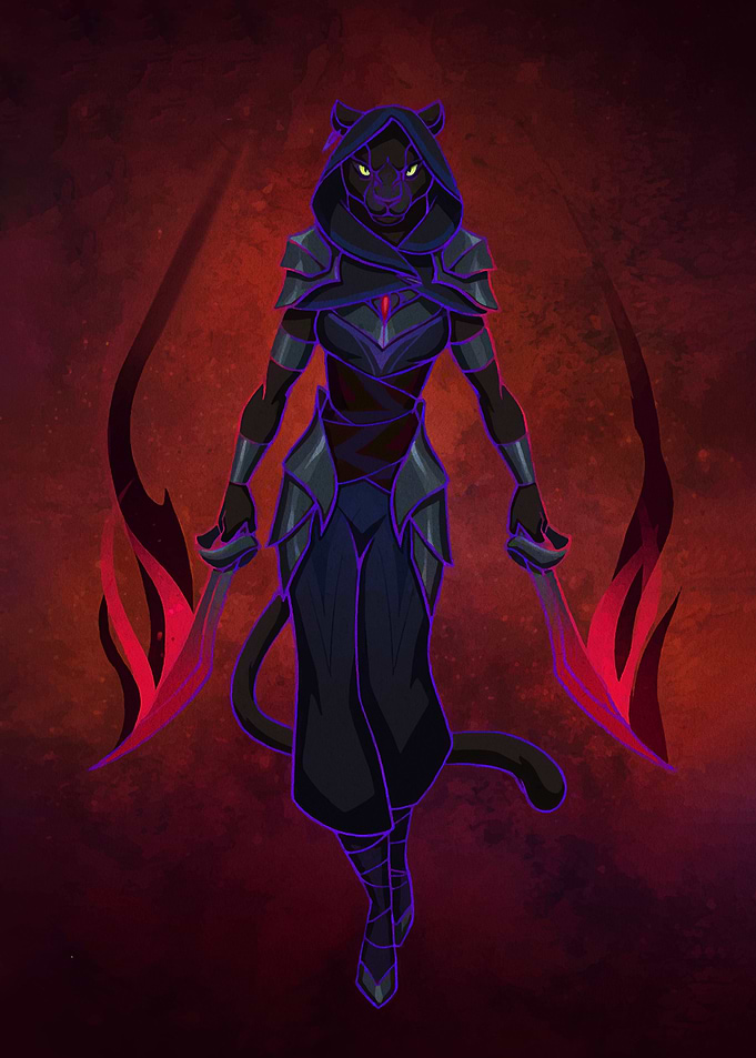 Black Panther Assassin with Glowing Blades