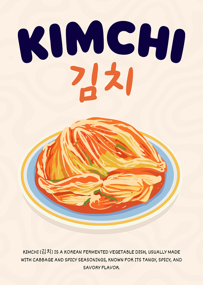 Kimchi Korean Fermented Food Minimalist Kitchen Poster