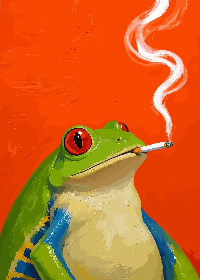 Frog Smoking a Cigarette