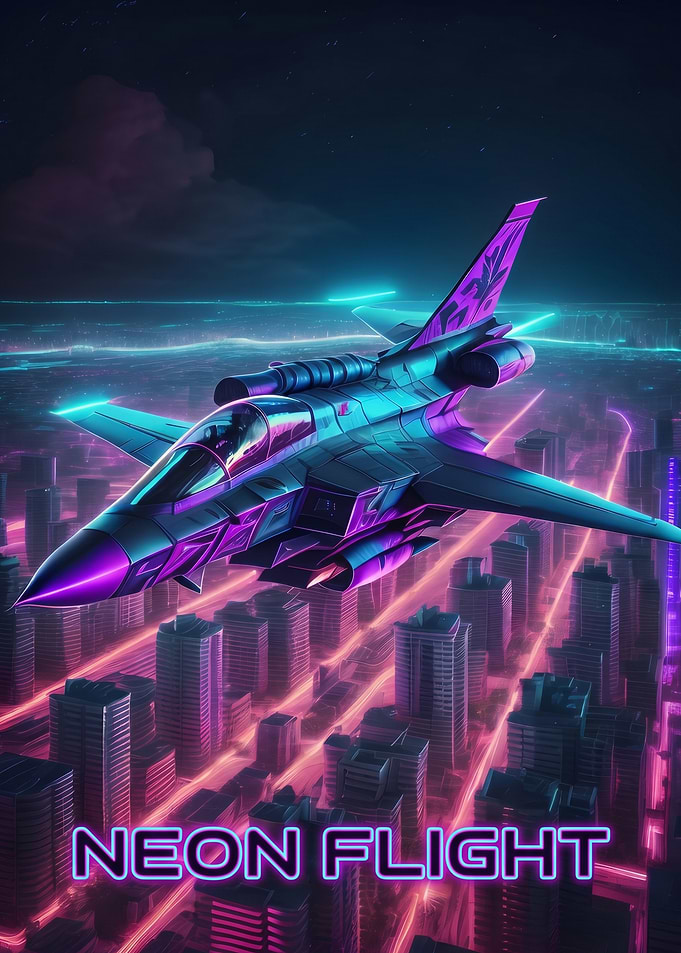 Neon Flight Over Cyberpunk City