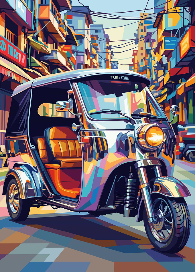 Colorful Tuk-Tuk in a City Street