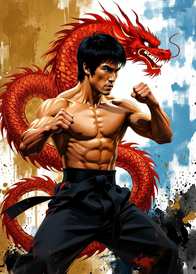 Bruce Lee and Red Dragon