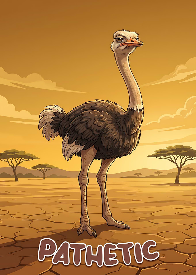 Pathetic Ostrich in the Savannah