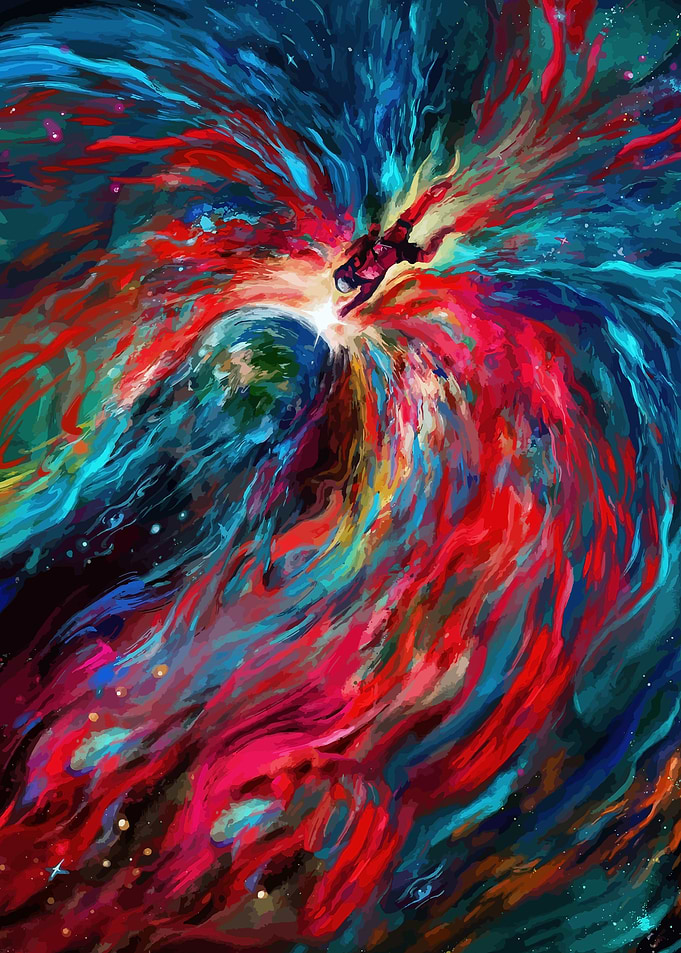 Astronaut in Cosmic Nebula
