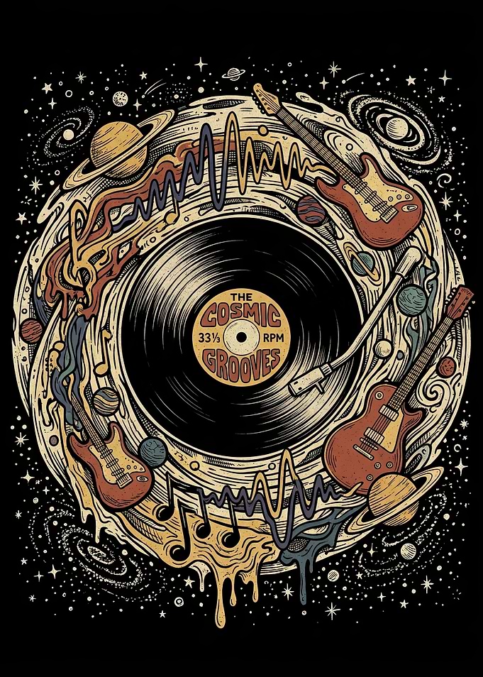 Cosmic Grooves Vinyl Record Art