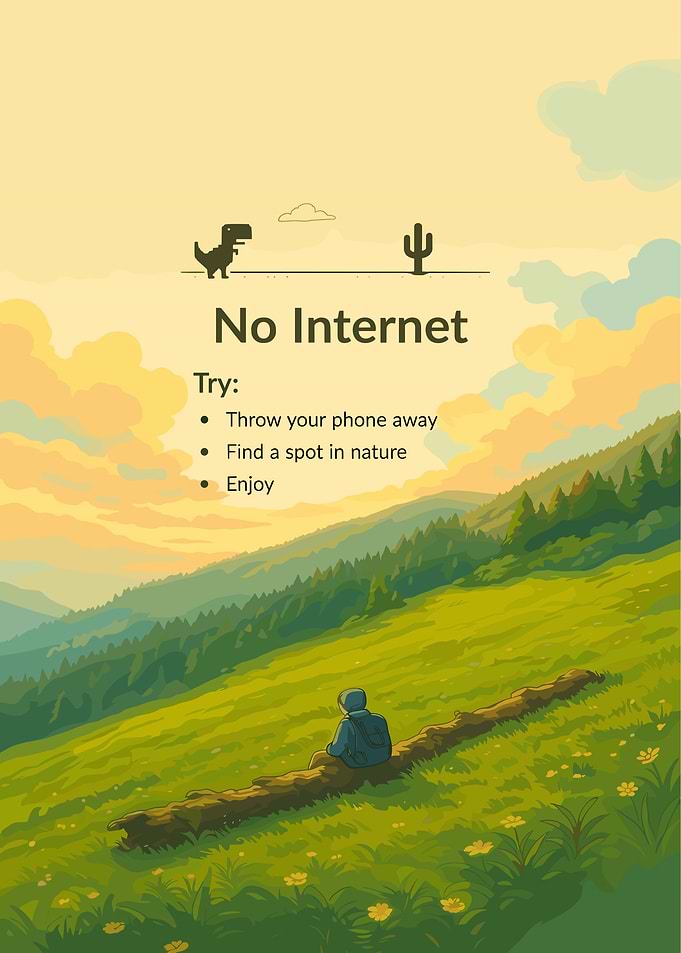 No Internet Dinosaur and Nature Scene