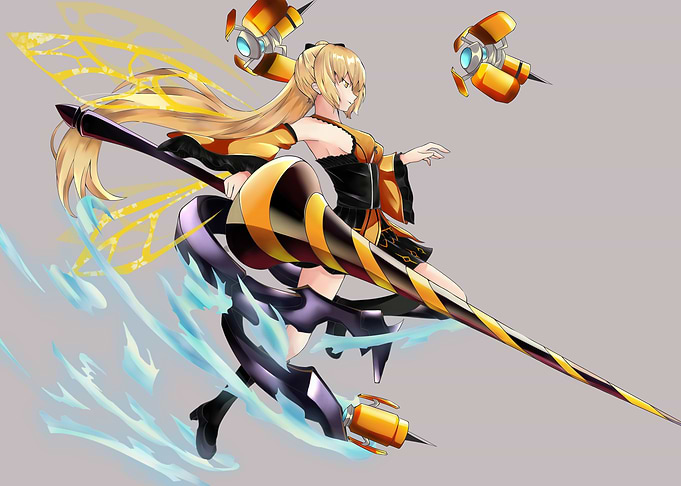 Anime Girl with Bee-Themed Weapon