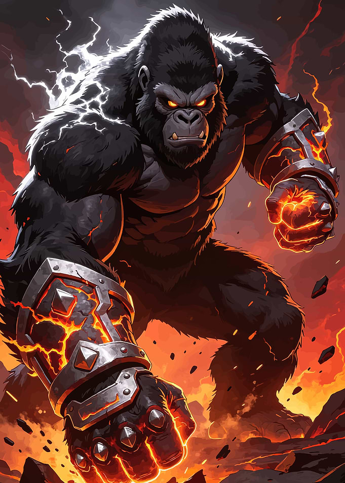 Fiery Gorilla Warrior