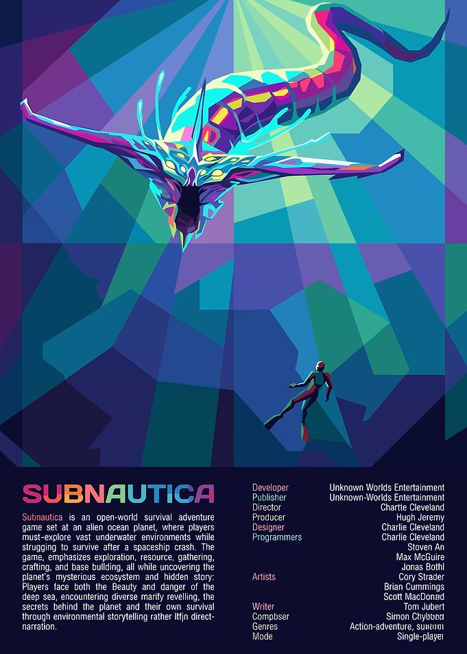 Subnautica Game Wpap popart style