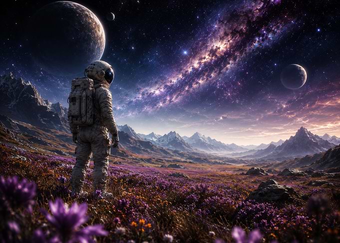 Astronaut on alien planet