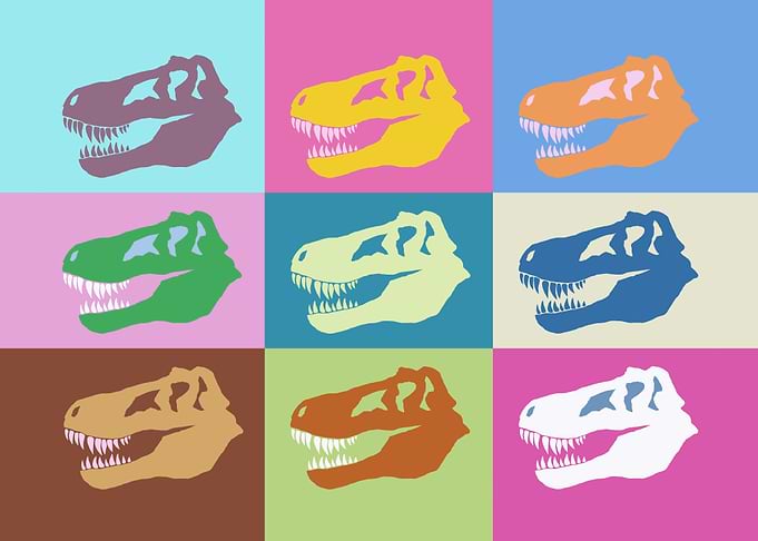 T Rex Dinosaur Skull Pop Art