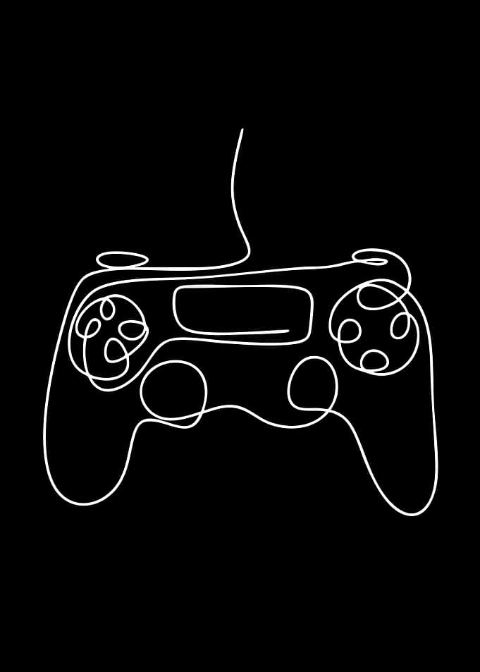 Minimalist Game Controller Line Art