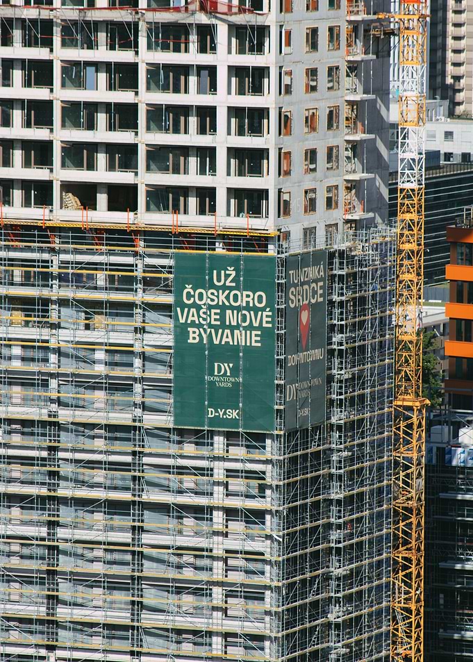 Construction Site with Advertising Banner