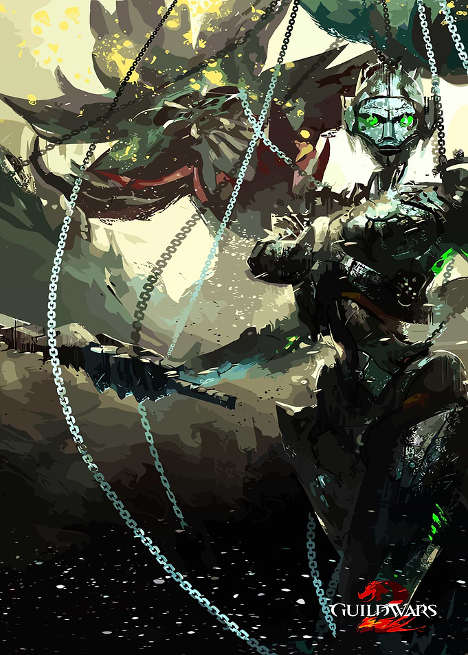 Guild Wars 2 Robot and Dragon Art