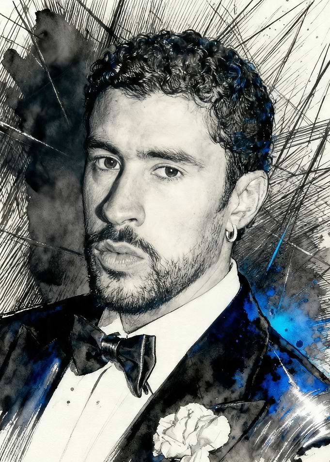Bad Bunny Portrait in Tuxedo