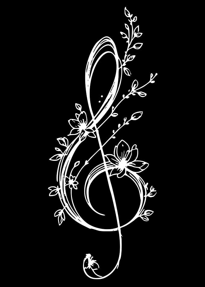 Floral Treble Clef Illustration