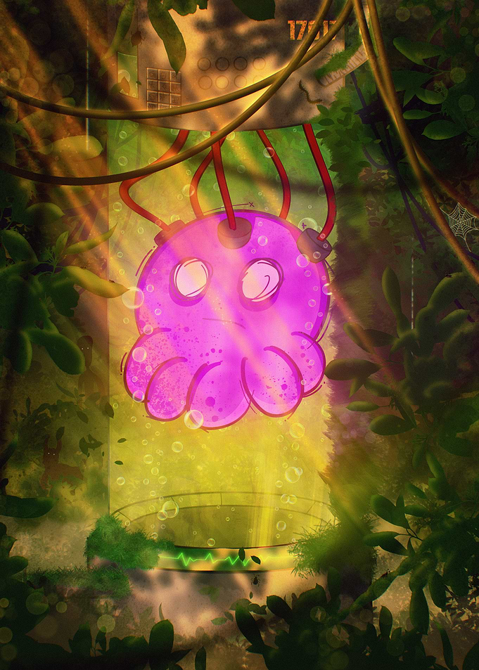 Cartoon octopus abandonned experience
