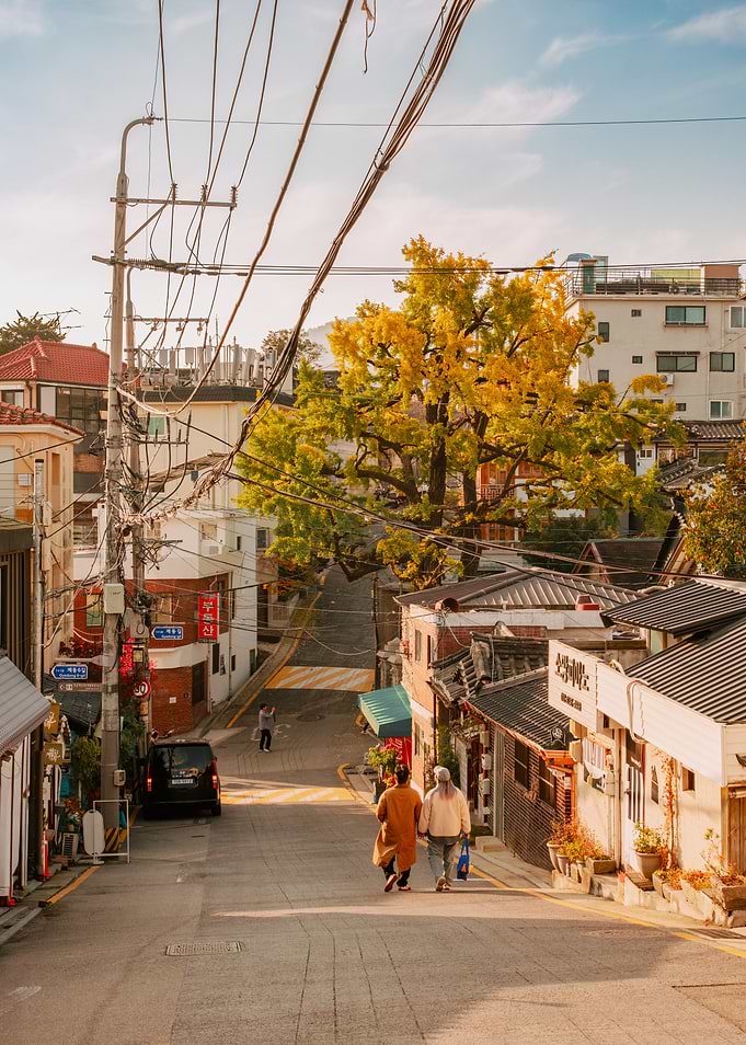 Autumn at Bukchon Hanok Village in Seoul, South Korea