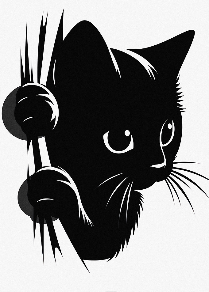 Black Cat Peeking Through Hole
