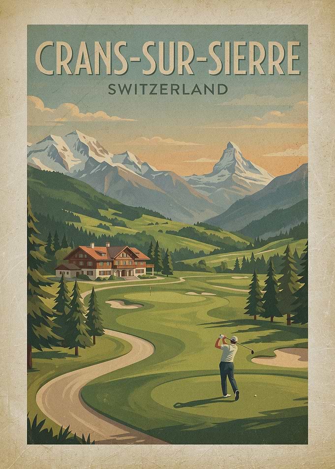 Crans-Sur-Sierre Switzerland Golf Poster