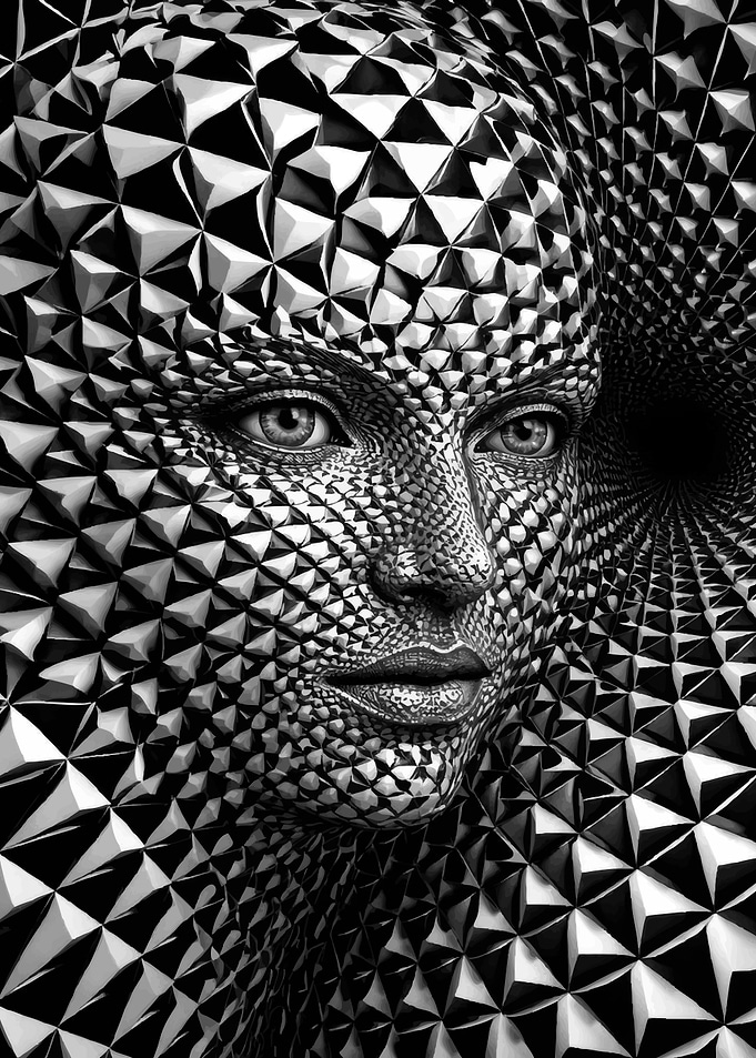 Surreal Geometric Face Portrait