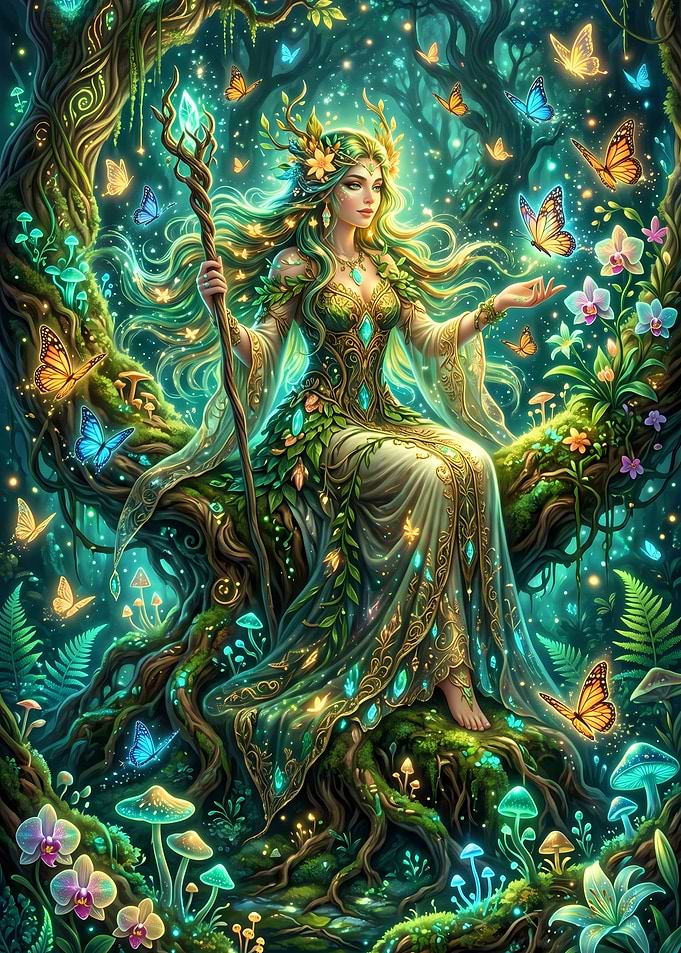Enchantress in a Magical Forest