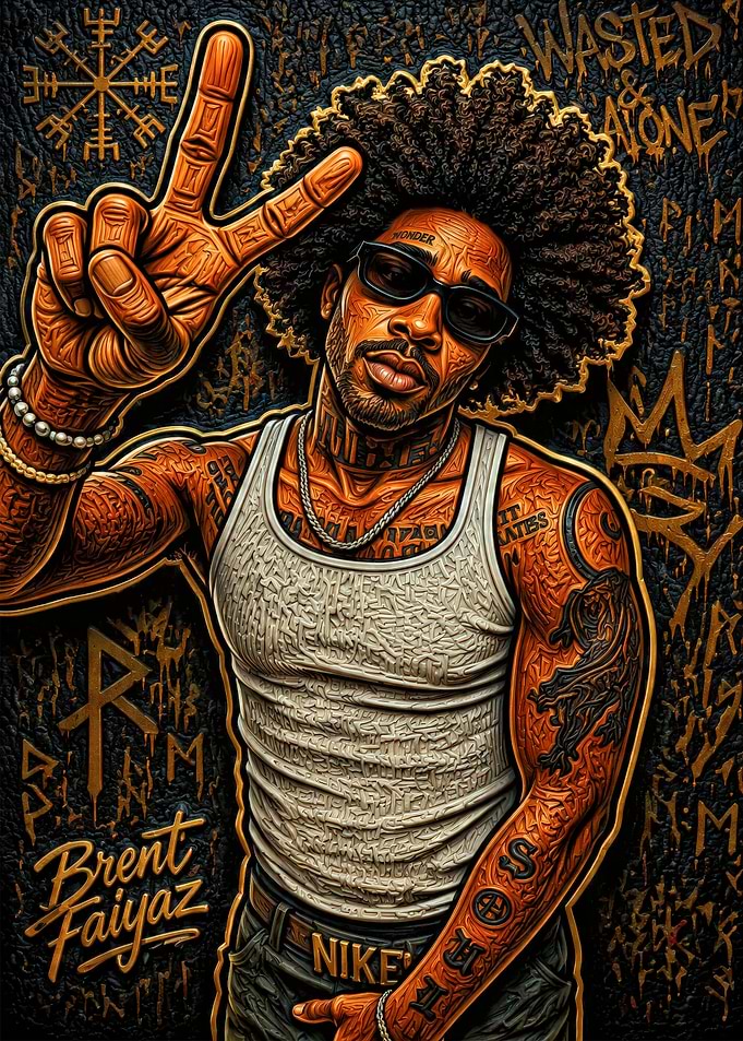 Brent Faiyaz with Peace Sign