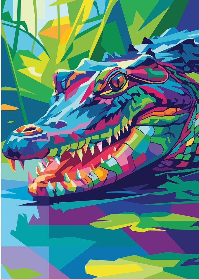 Colorful Alligator in Water