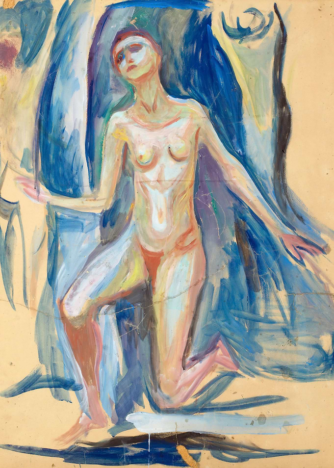 Nude Figure in Blue Drapery
