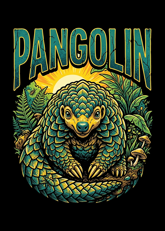 Pangolin in Jungle with Sun