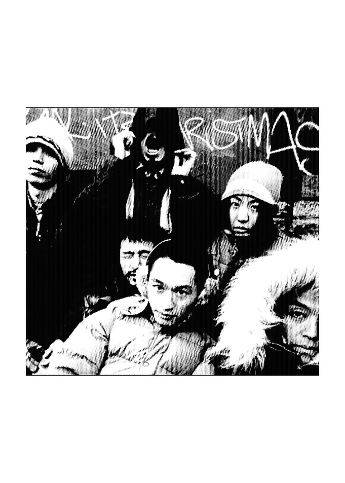 Group of people with graffiti