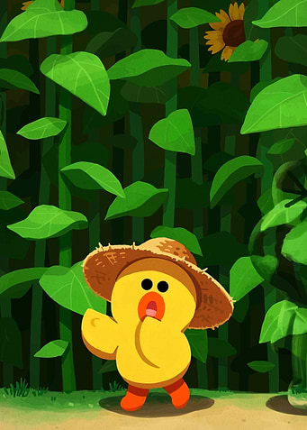 Cute Duck in a Straw Hat