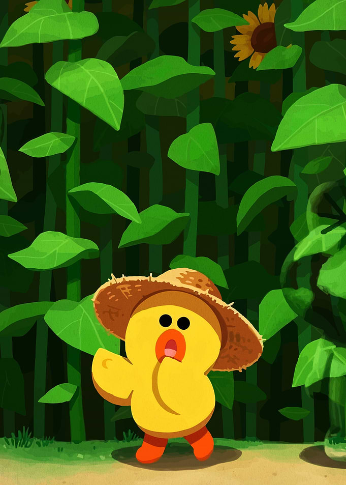 Cute Duck in a Straw Hat
