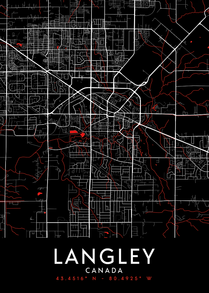 Langley Canada Dark Map