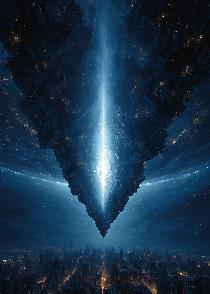 Alien Cityscape with Cosmic Portal