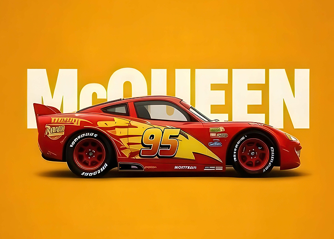 Lightning McQueen with McQueen text