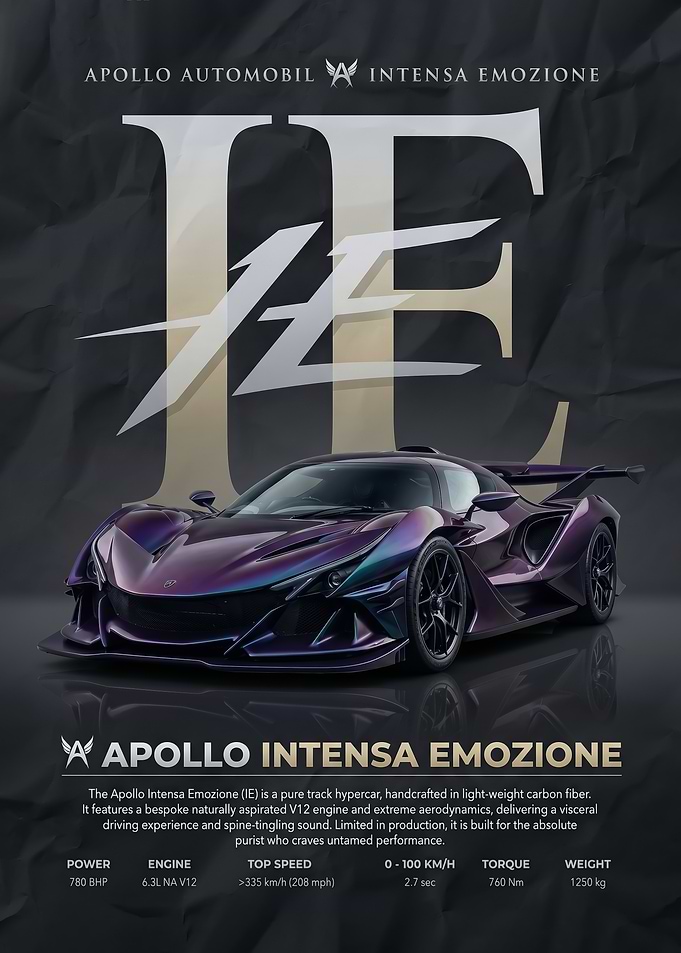 sleek Apollo Intensa Emozione Hypercar poster