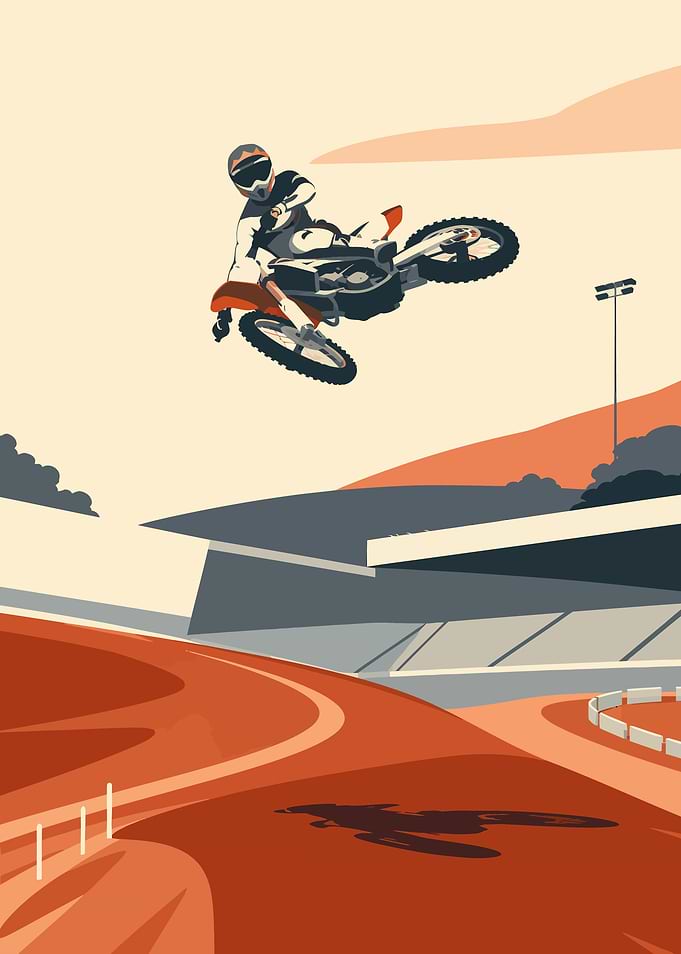 Motocross Rider Mid-Air Jump
