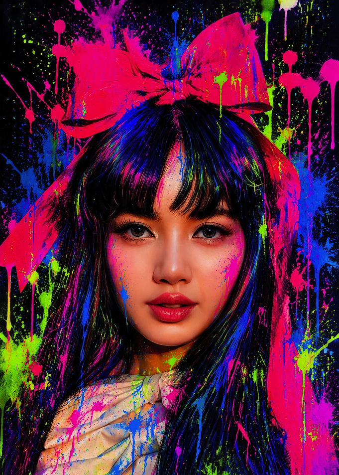 Lisa Splattered with Neon Paint